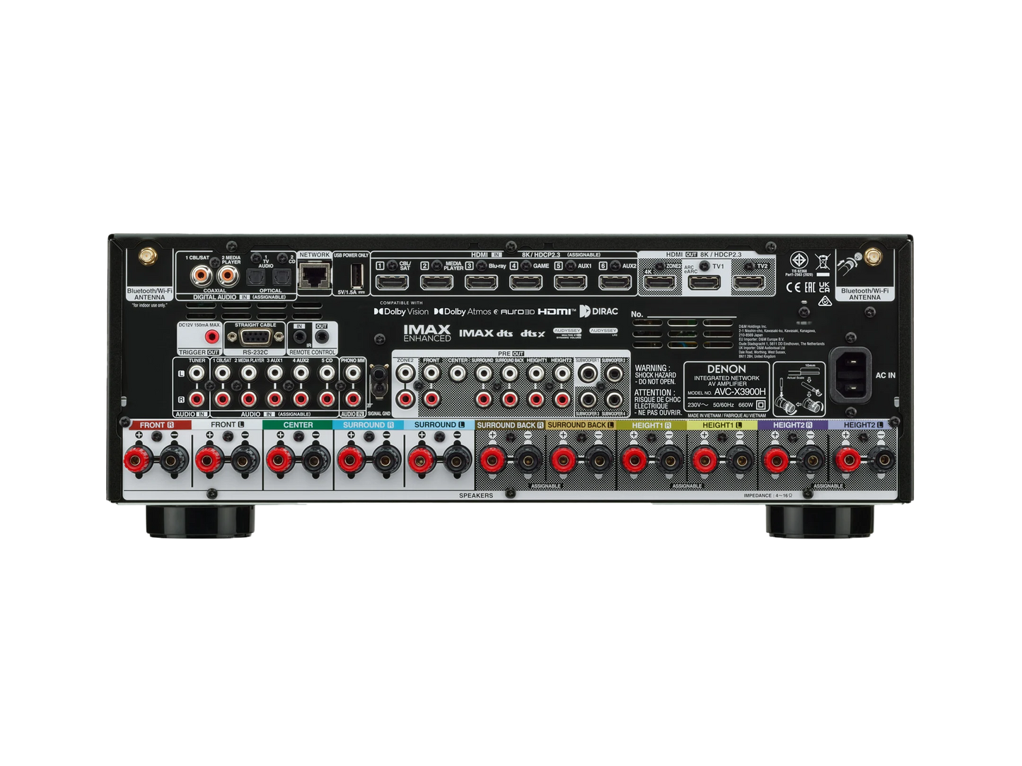 Denon AVR-X3900H DAB 9.4 Ch. 105W 4K/8K Dolby Atmos AV Receiver Powered by HEOS™
